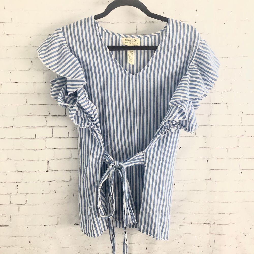 Midnight Sky Ruffle Striped Blouse